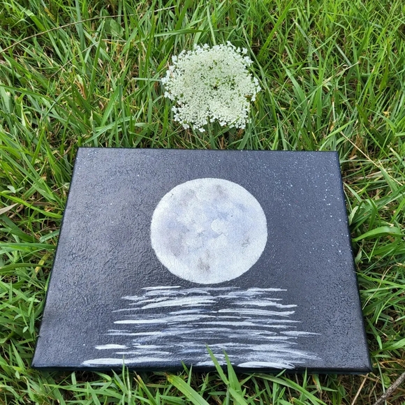 "Silver Moon Reflection at Midnight" Painting by Artistic Ashara - Picture 2 of 6